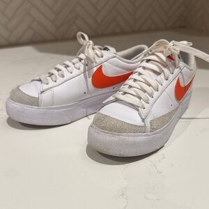 Nike White and Bright Orange Sneakers